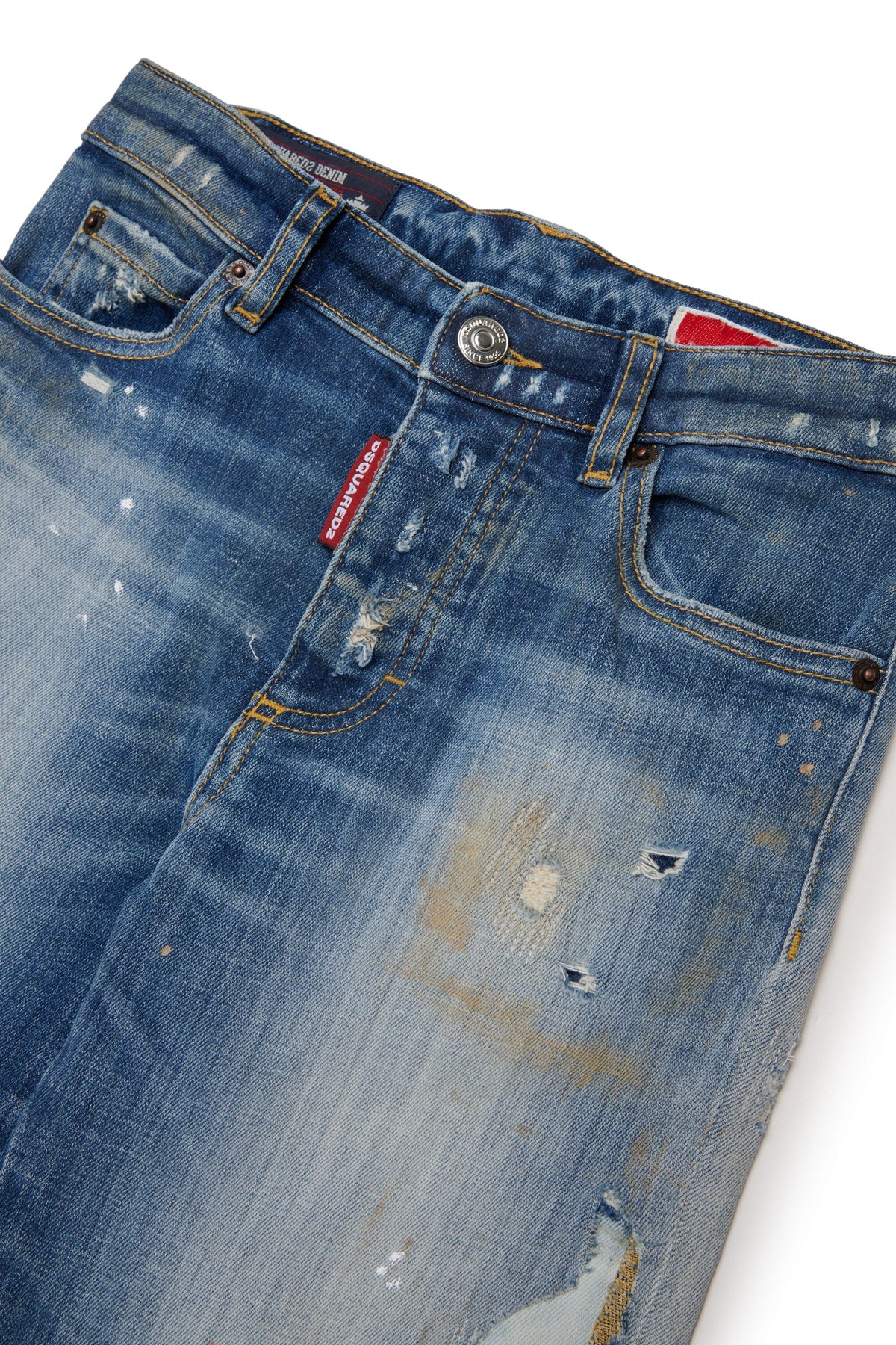 DSQUARED2 Jeans dritti lavaggio chiaro con patch