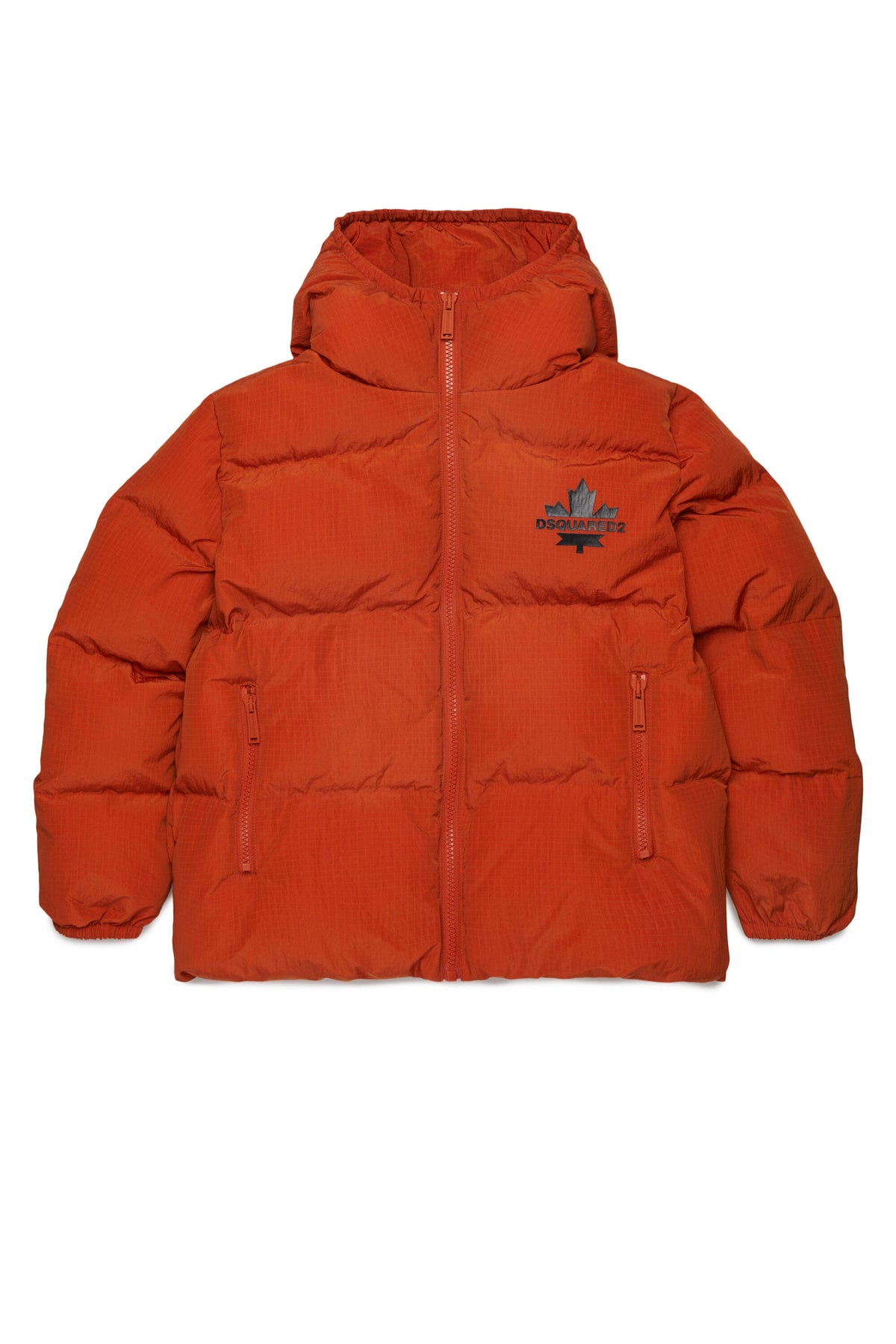 DSQUARED2 Piumino ruggine con cappuccio e logo