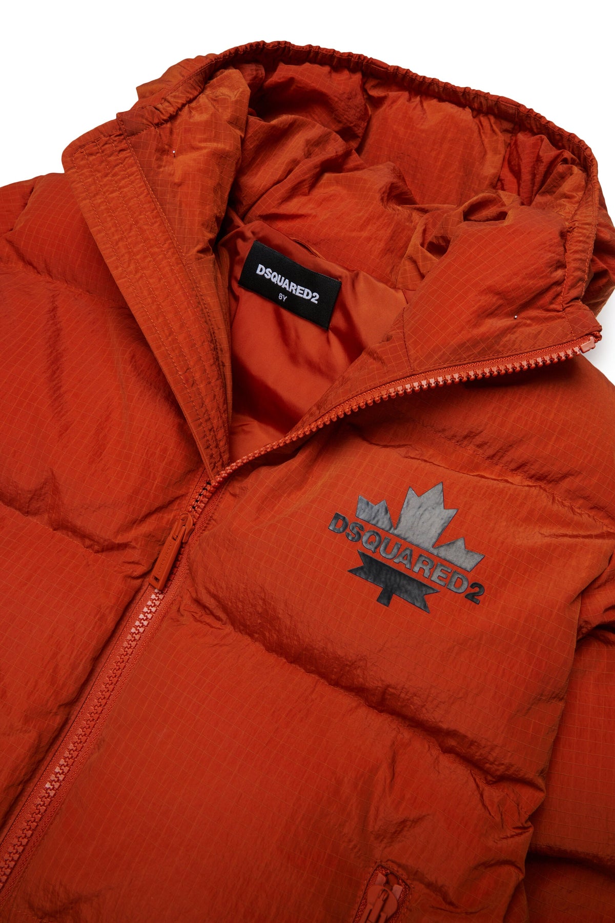 DSQUARED2 Piumino ruggine con cappuccio e logo