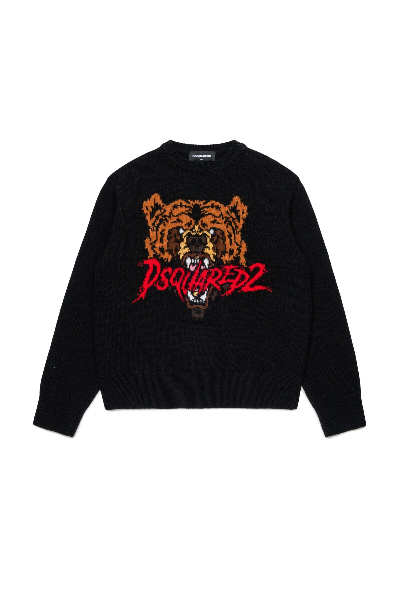 DSQUARED2 Pullover in misto lana con grafica Bear