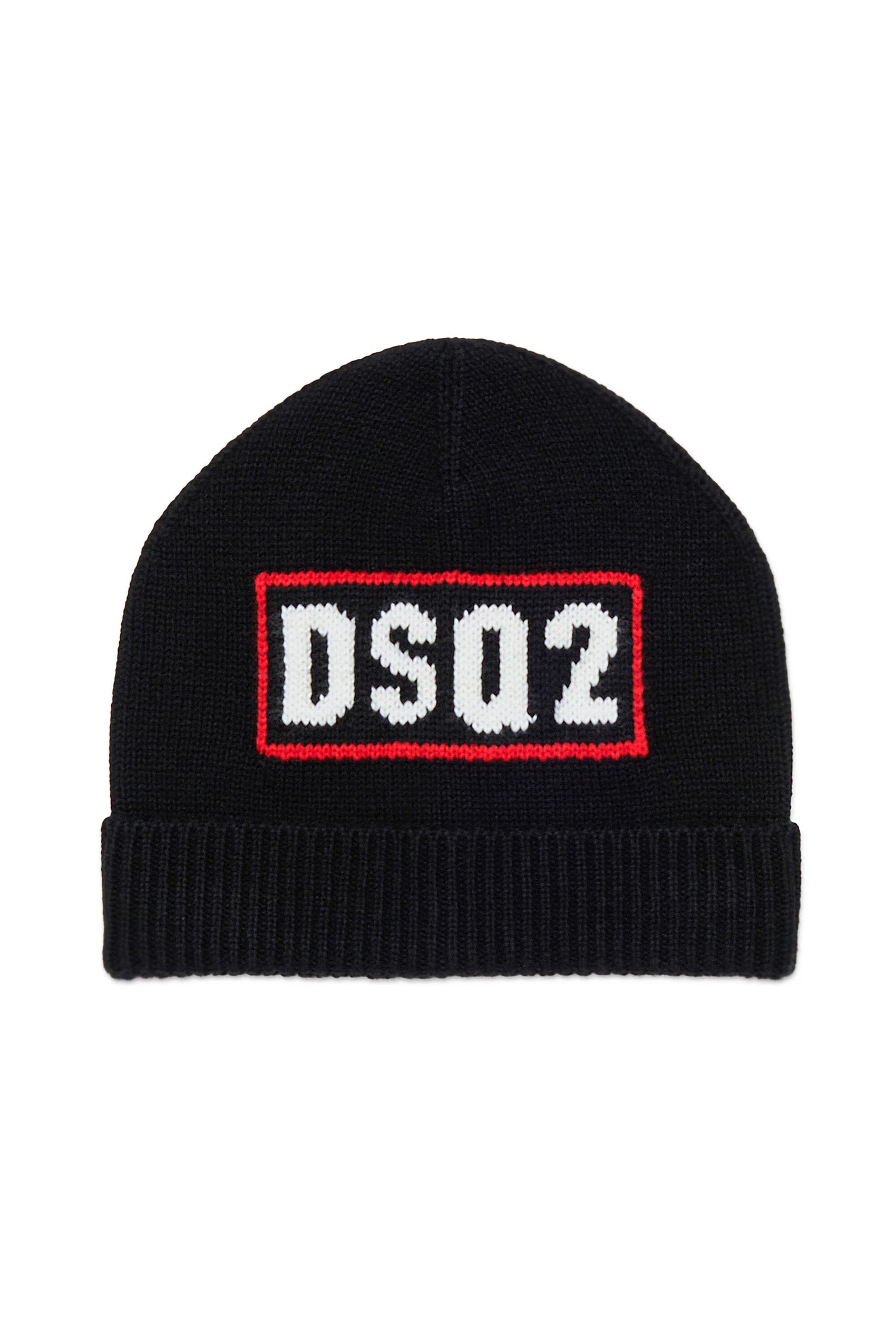 DSQUARED2 Berretto beanie in misto lana con logo DSQ2