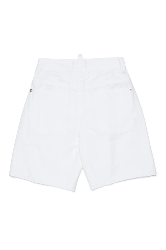 DSQUARED2 Shorts bianchi sfrangiati