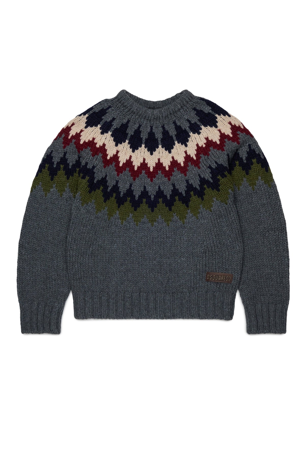 DSQUARED2 Maglione girocollo jacquard norvegese grigio