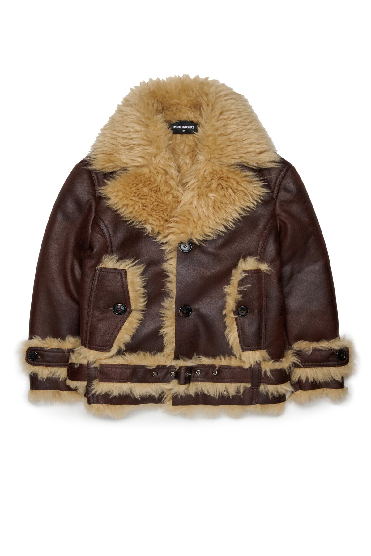 DSQUARED2 Giacca biker marrone effetto montone
