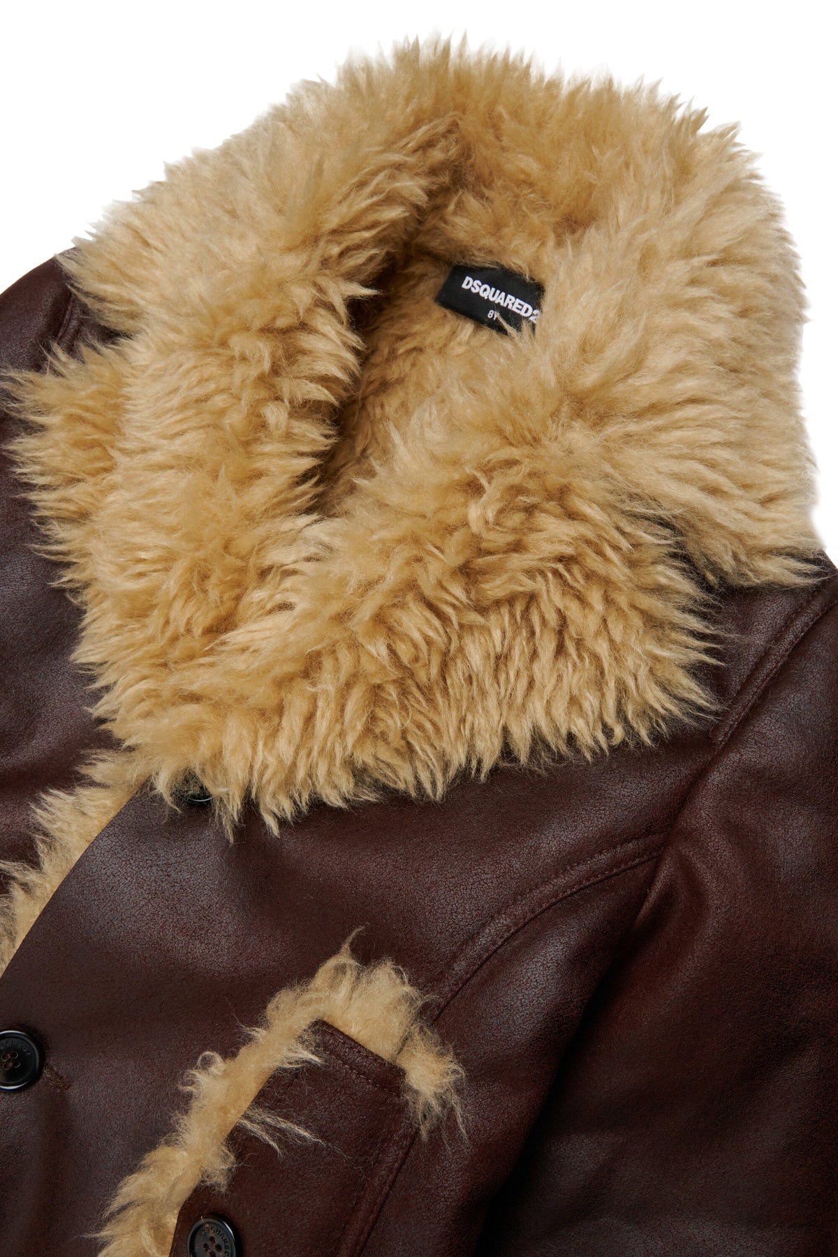 DSQUARED2 Giacca biker marrone effetto montone