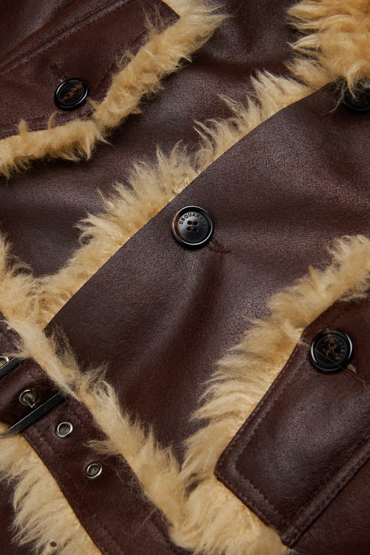 DSQUARED2 Giacca biker marrone effetto montone