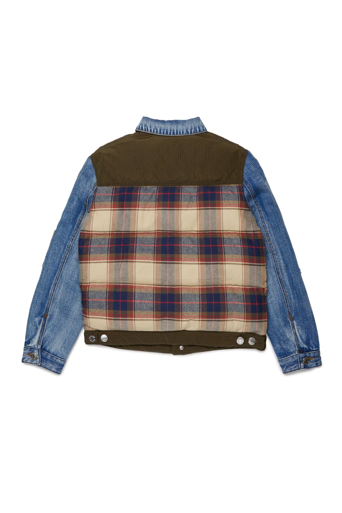 DSQUARED2 Giacca imbottita patchwork denim e scozzese