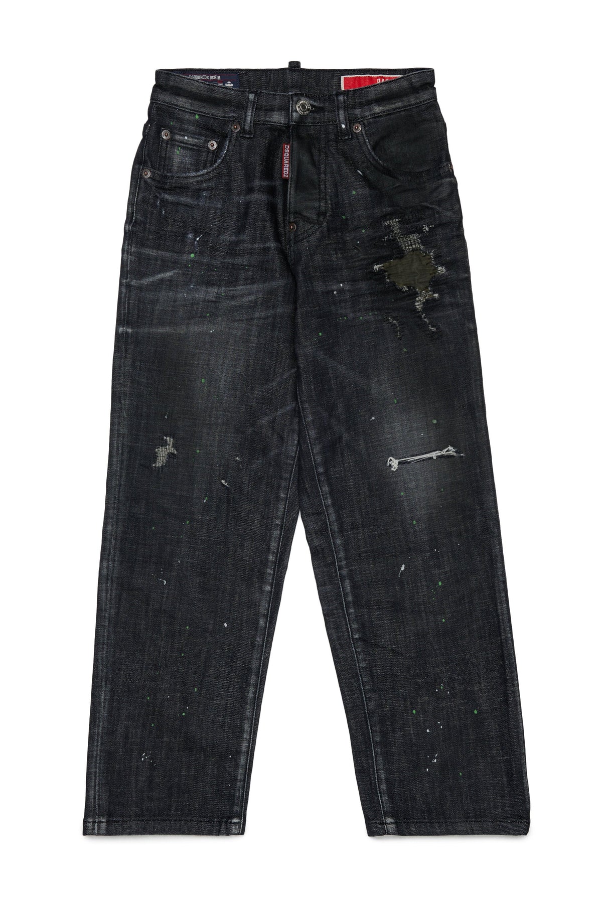 DSQUARED2 Jeans baggy neri con effetto vernice