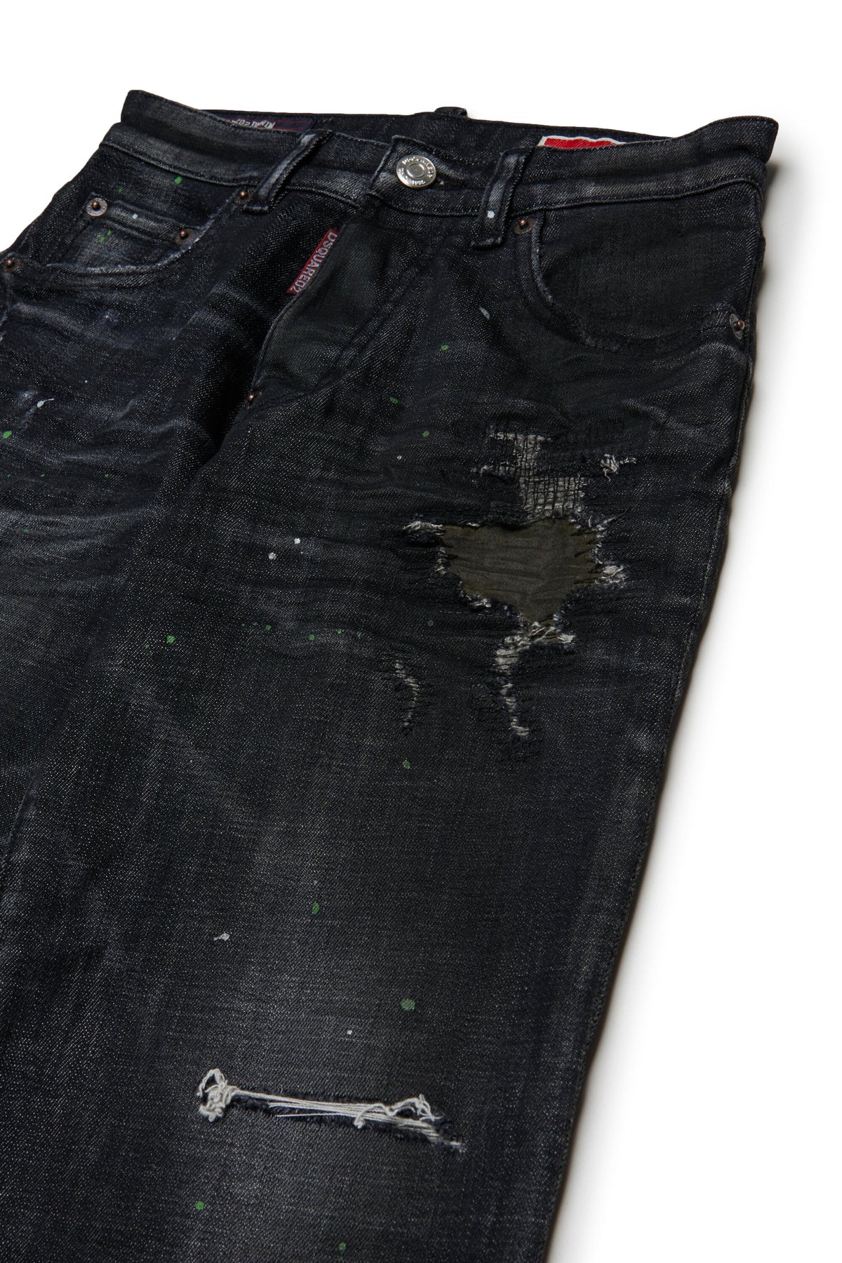 DSQUARED2 Jeans baggy neri con effetto vernice