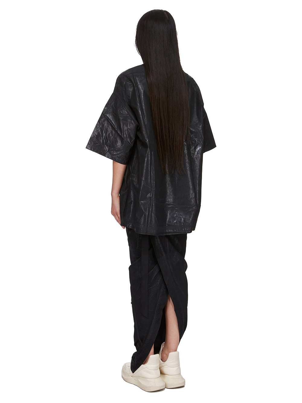 Rick Owens t-shirt nera over verniciata