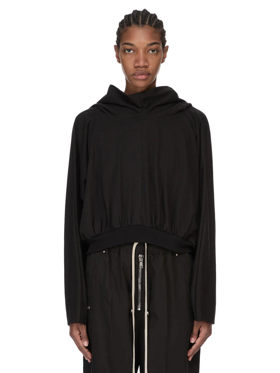 Rick Owens t-shirt cropped maniche lunghe e cappuccio