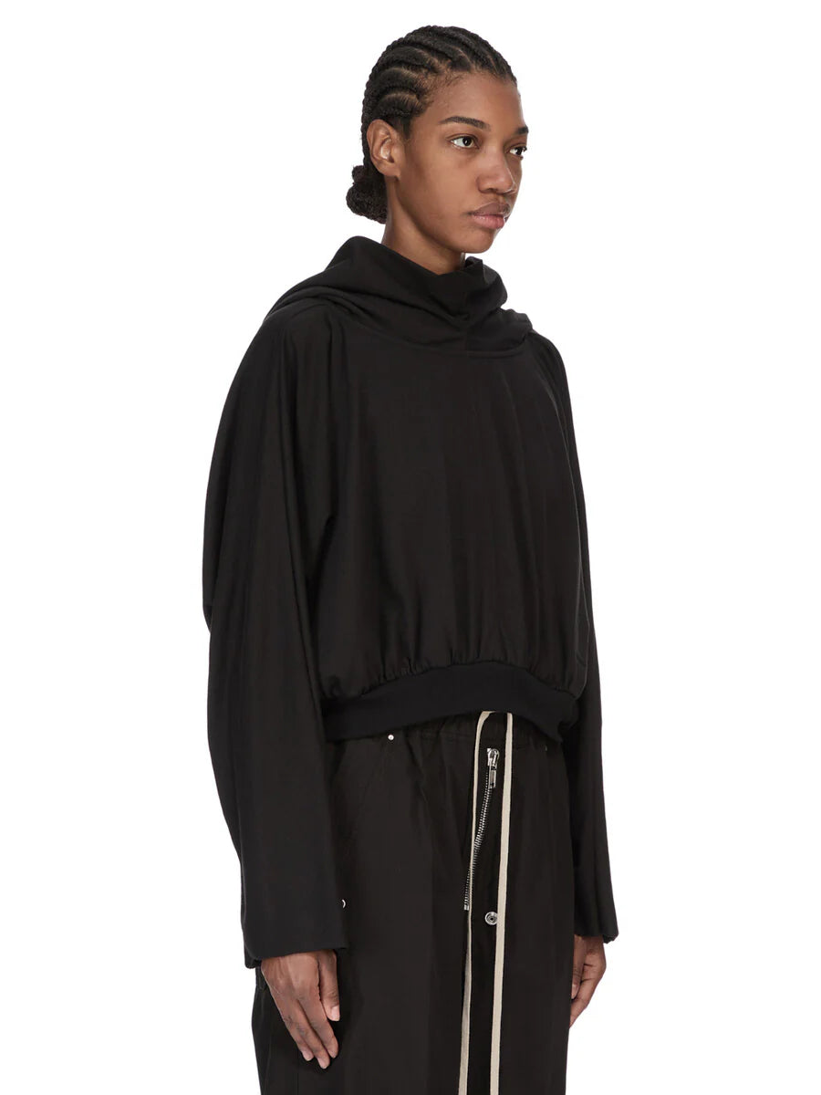 Rick Owens t-shirt cropped maniche lunghe e cappuccio