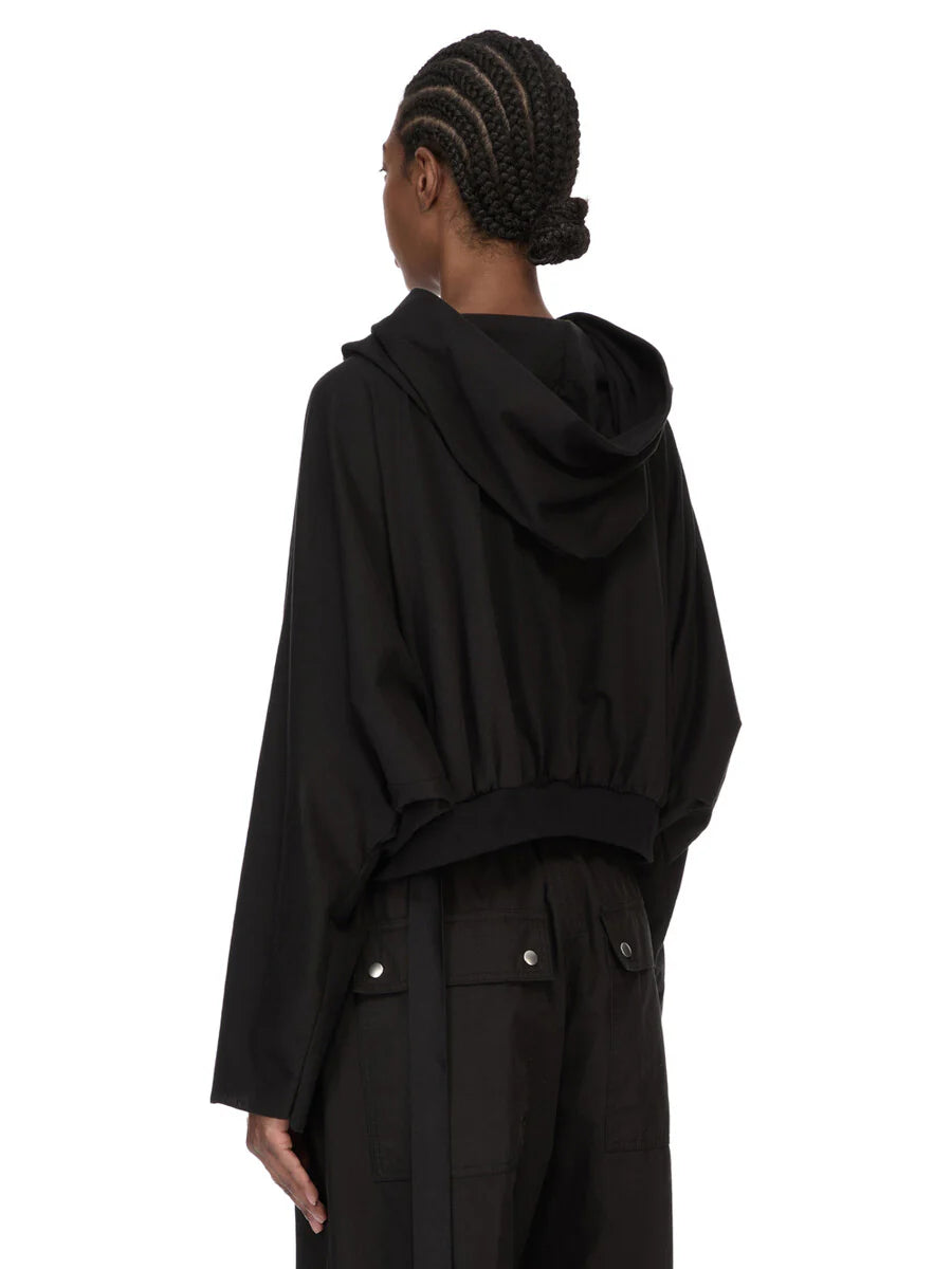 Rick Owens t-shirt cropped maniche lunghe e cappuccio