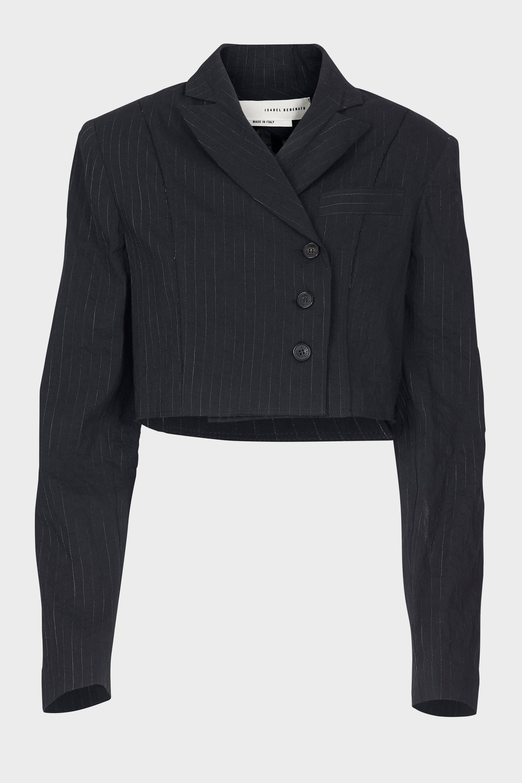 Isabel Benenato giacca spencer nera gessata