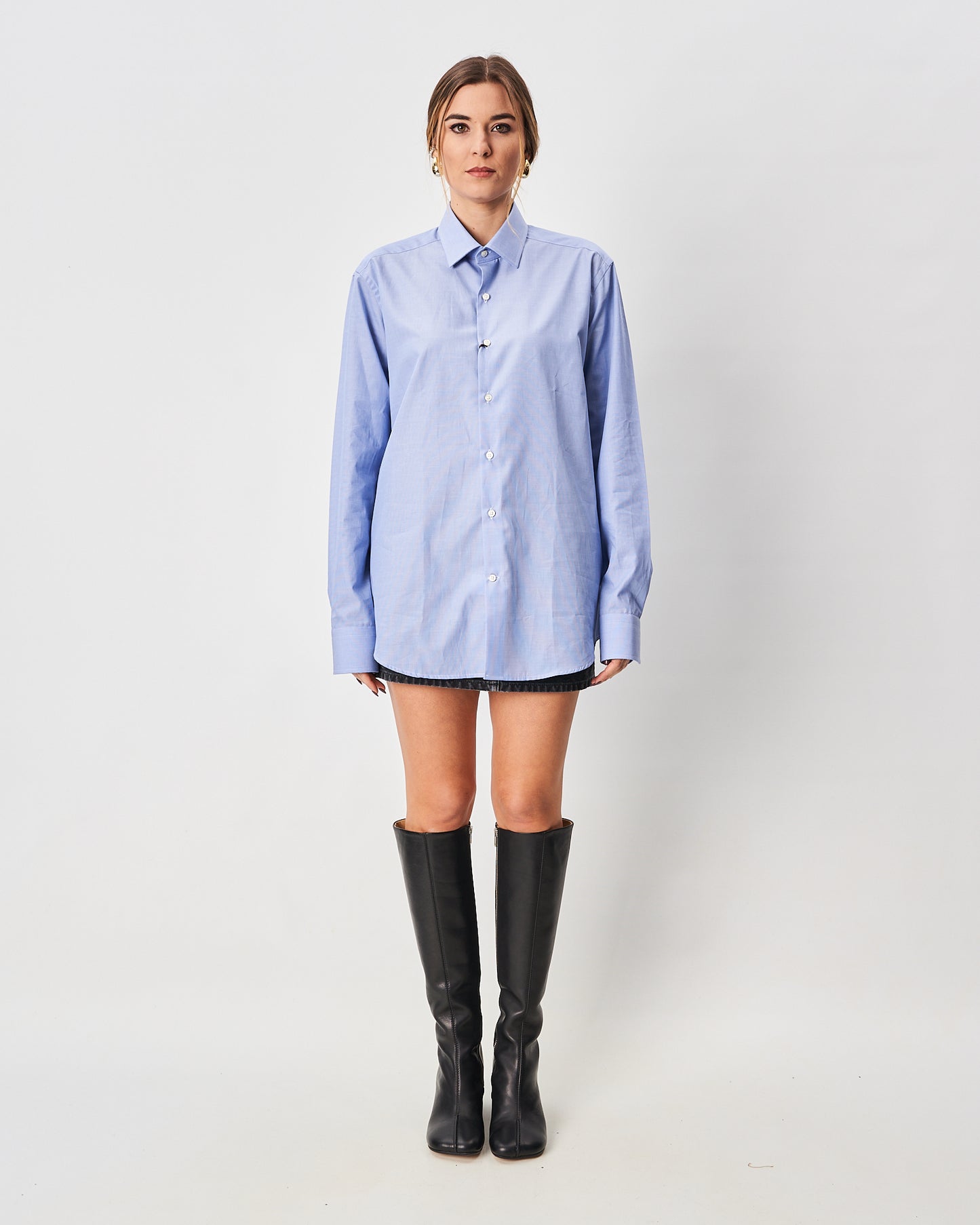 Ghirardelli camicia fil a fil azzurra