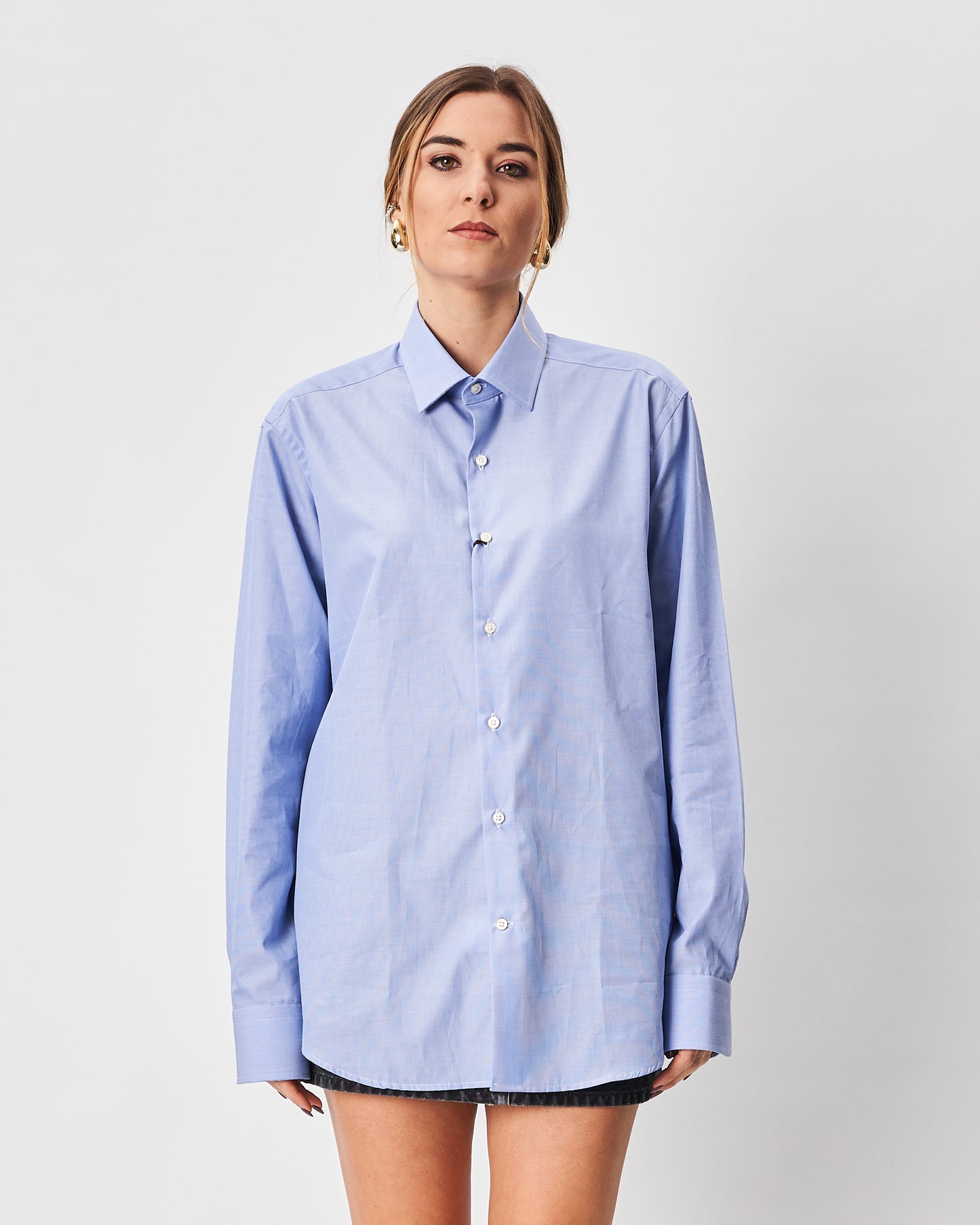 Ghirardelli camicia fil a fil azzurra