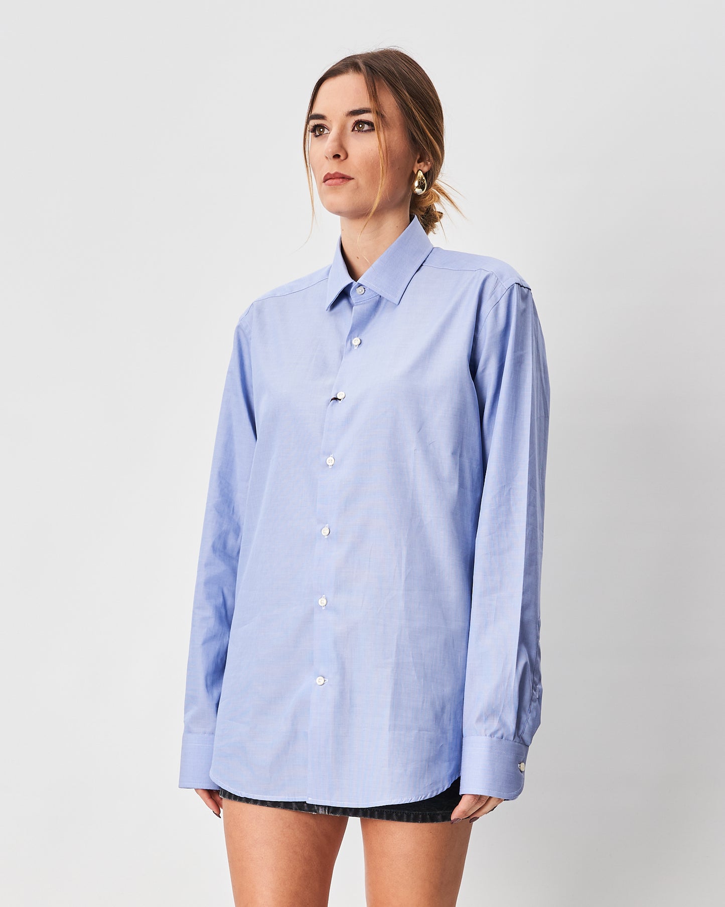 Ghirardelli camicia fil a fil azzurra