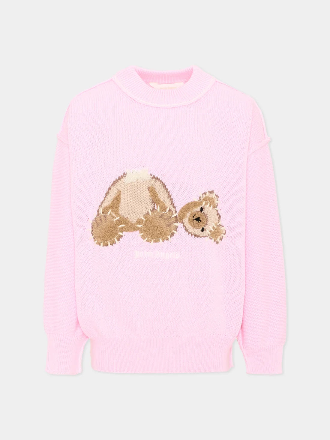 Palm Angels Kids maglia rosa orsetto decapitato