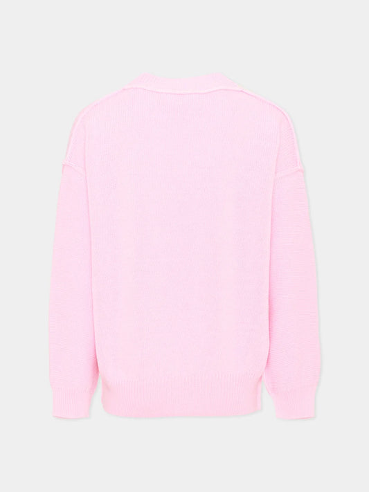 Palm Angels Kids maglia rosa orsetto decapitato