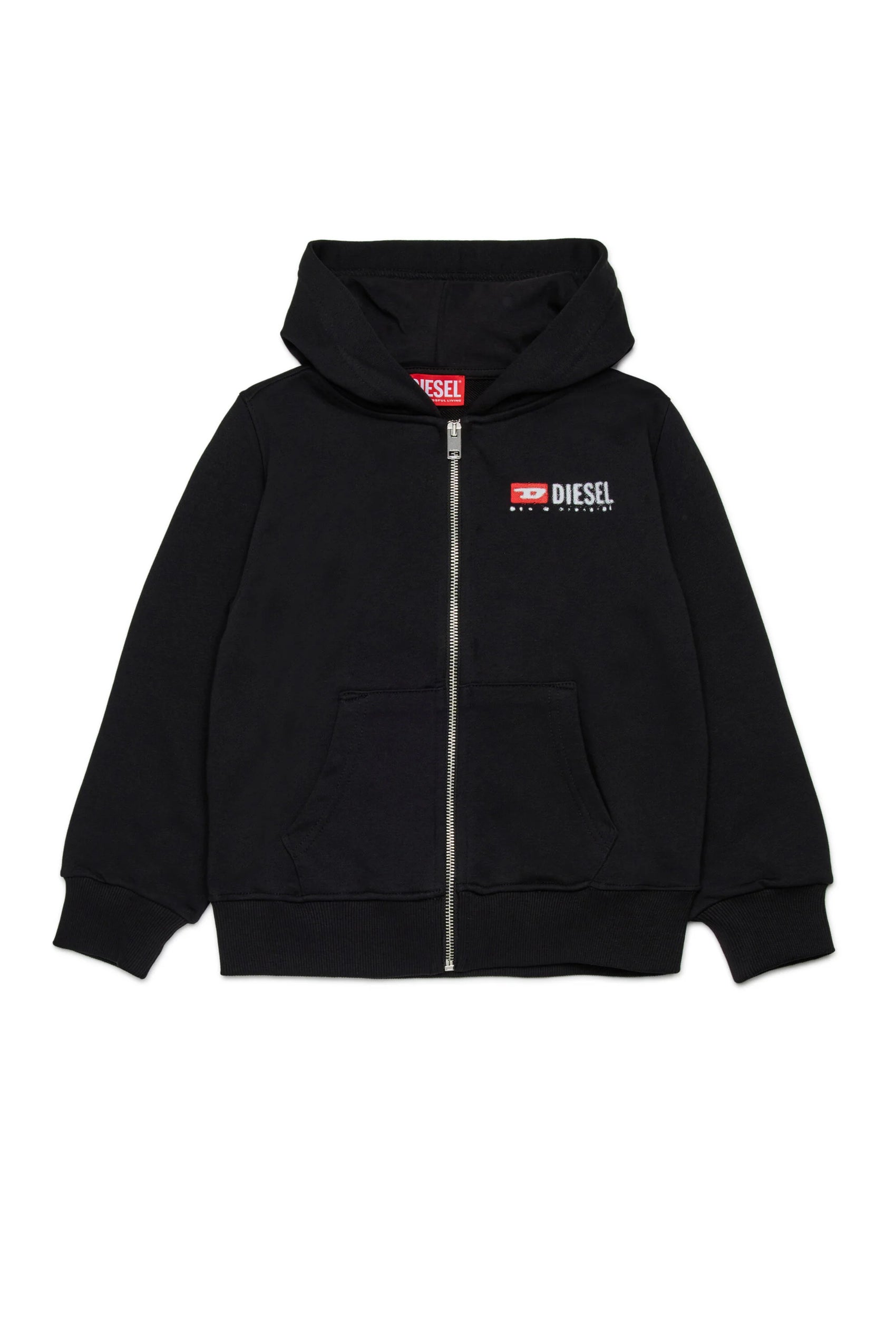 Felpa a zip con cappuccio e logo Diesel Denim Division