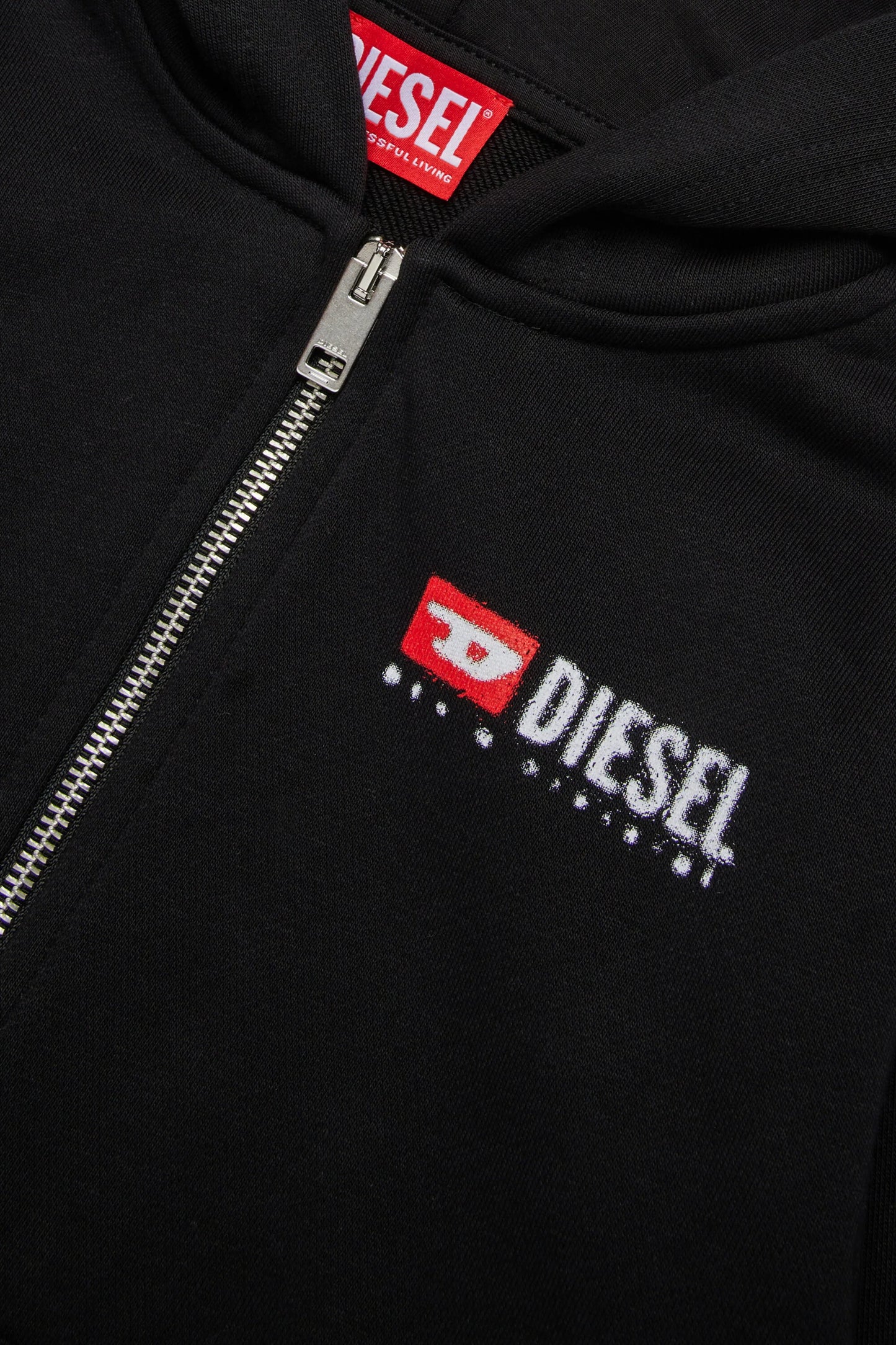 Felpa a zip con cappuccio e logo Diesel Denim Division