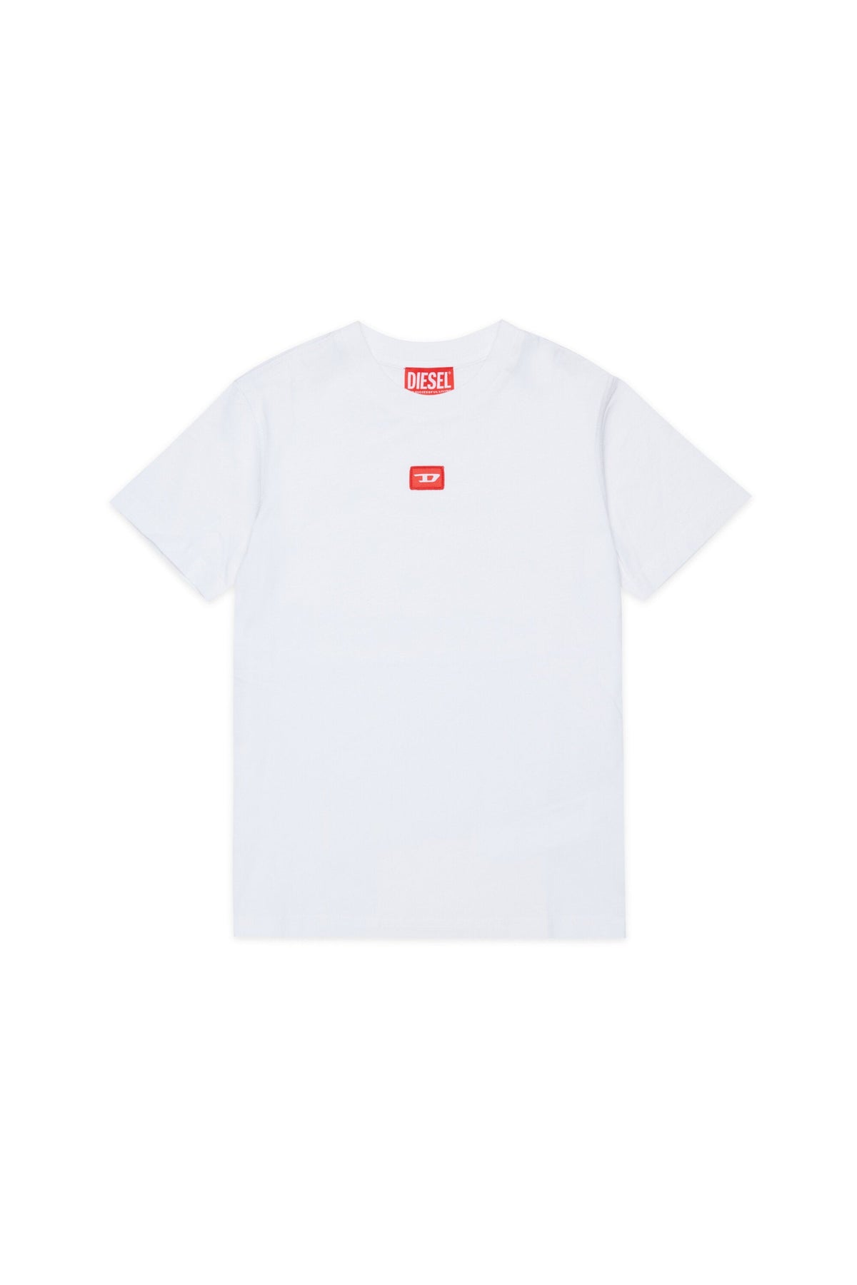 Diesel T-shirt bianca con patch D rossa
