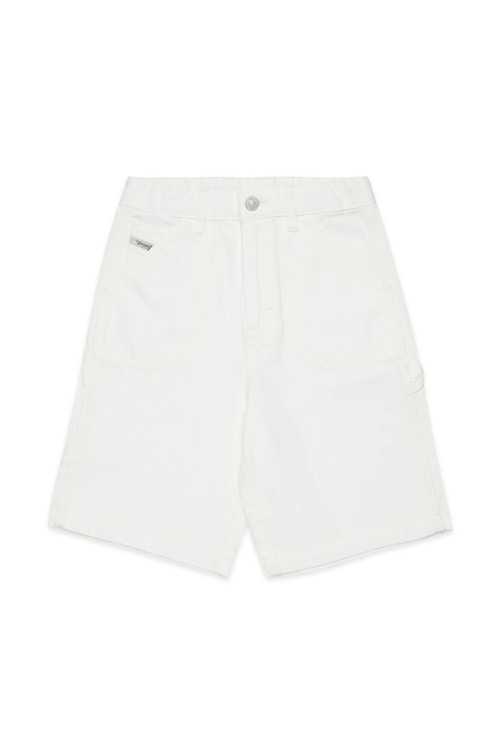 Diesel Shorts in denim bianco con logo - D-Bart