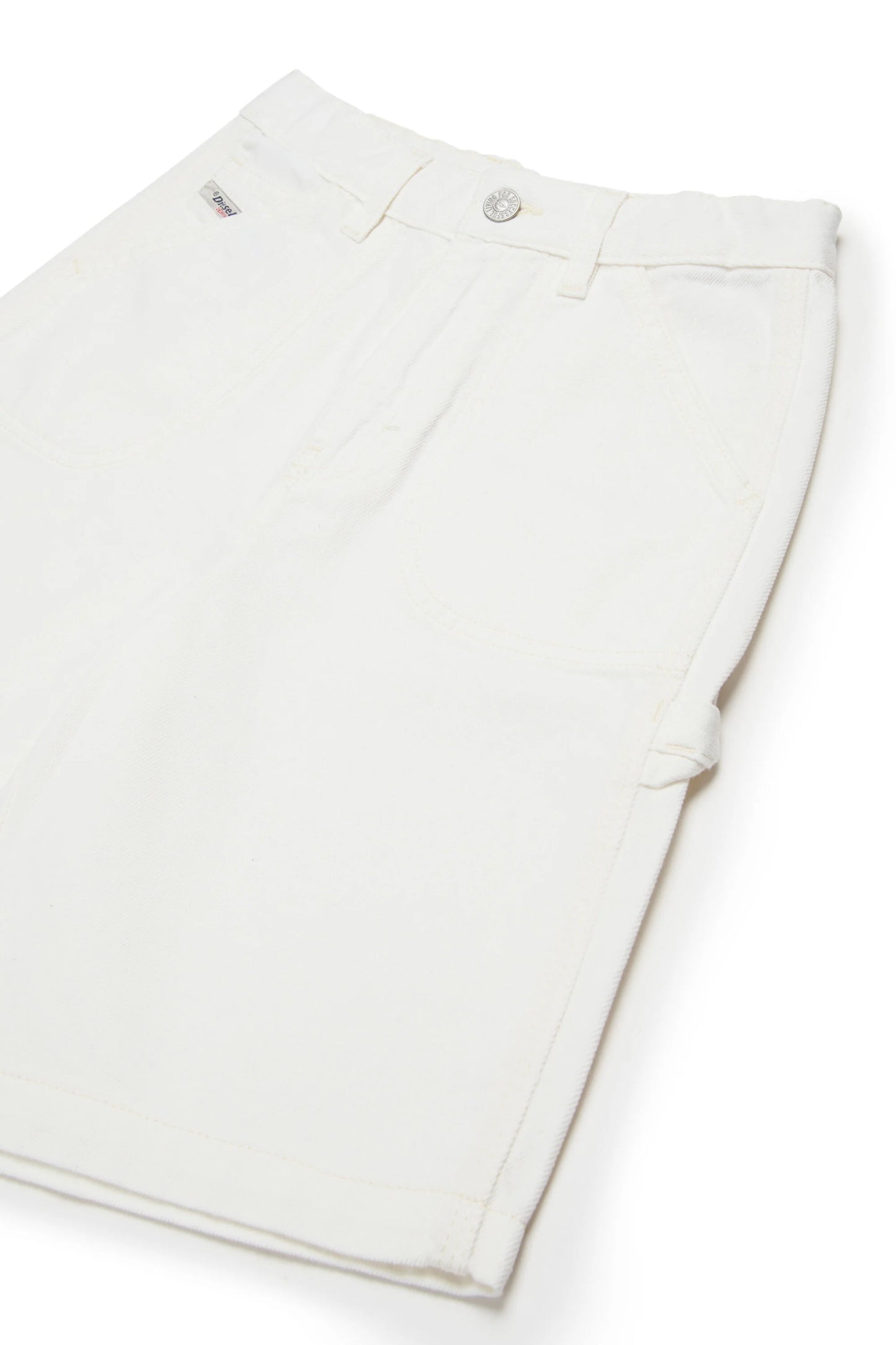 Diesel Shorts in denim bianco con logo - D-Bart
