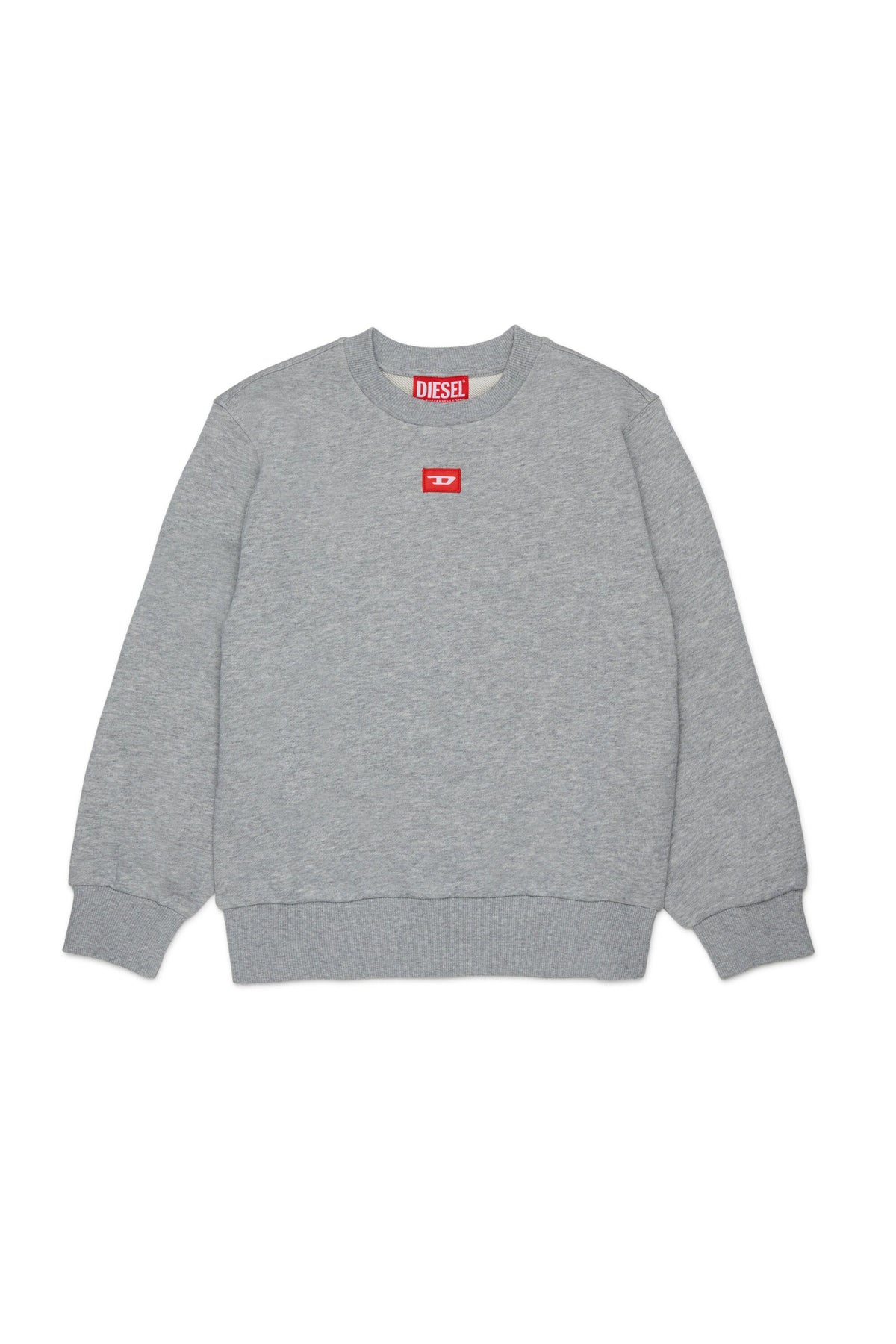 Diesel Felpa girocollo grigio melange con logo D