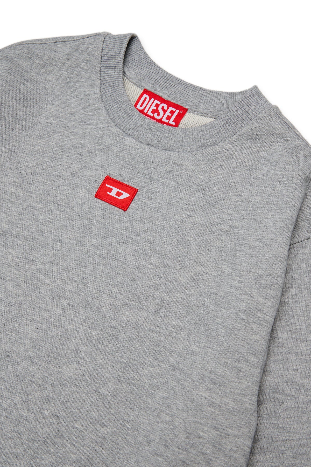 Diesel Felpa girocollo grigio melange con logo D