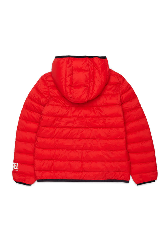 Diesel Giacca rossa imbottita con logo stampato