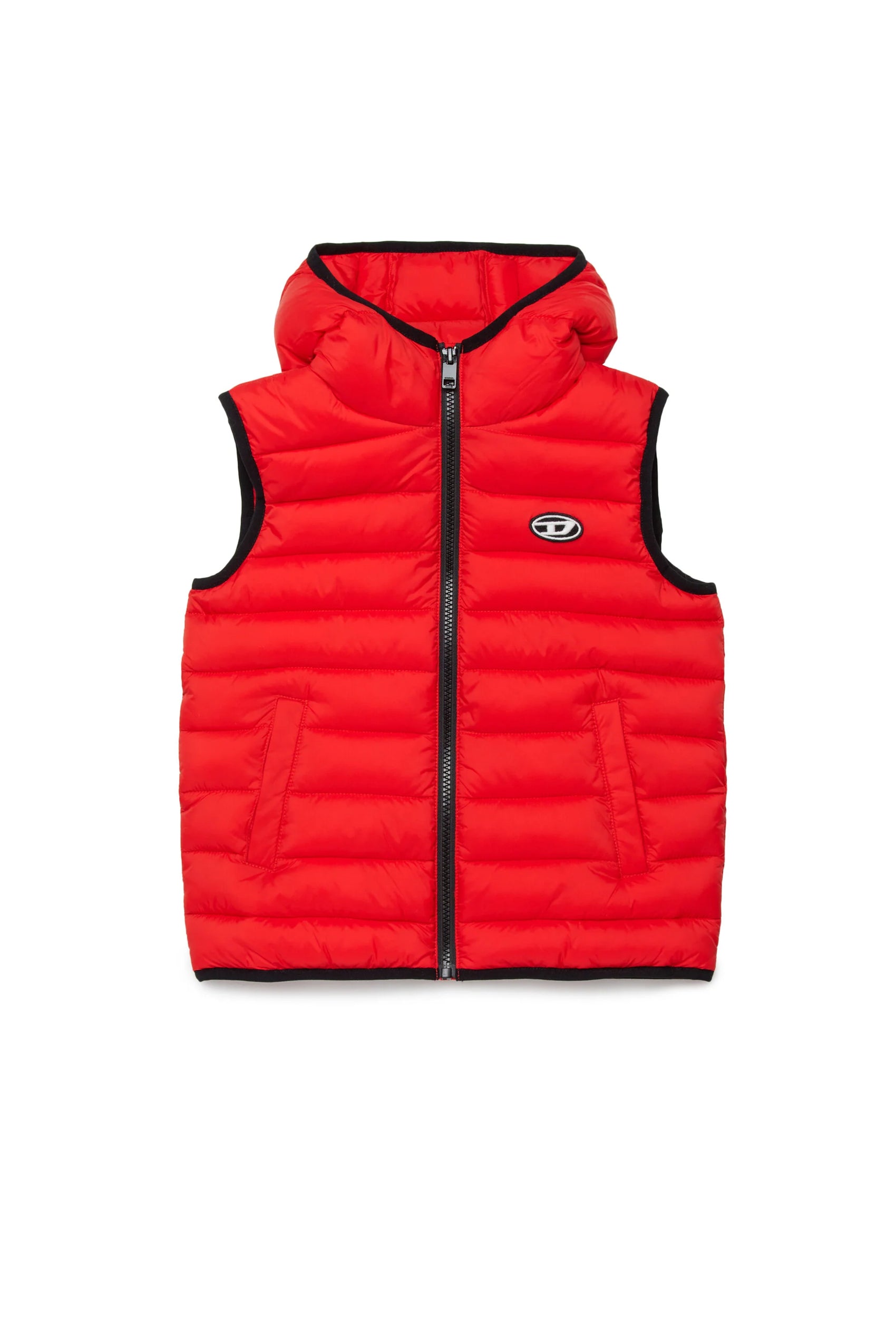 Diesel Gilet rosso imbottito con logo stampato