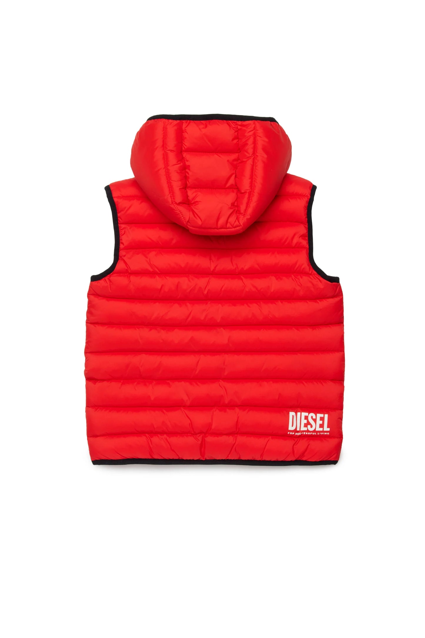Diesel Gilet rosso imbottito con logo stampato