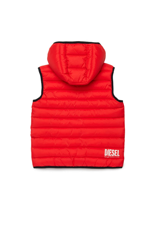 Diesel Gilet rosso imbottito con logo stampato