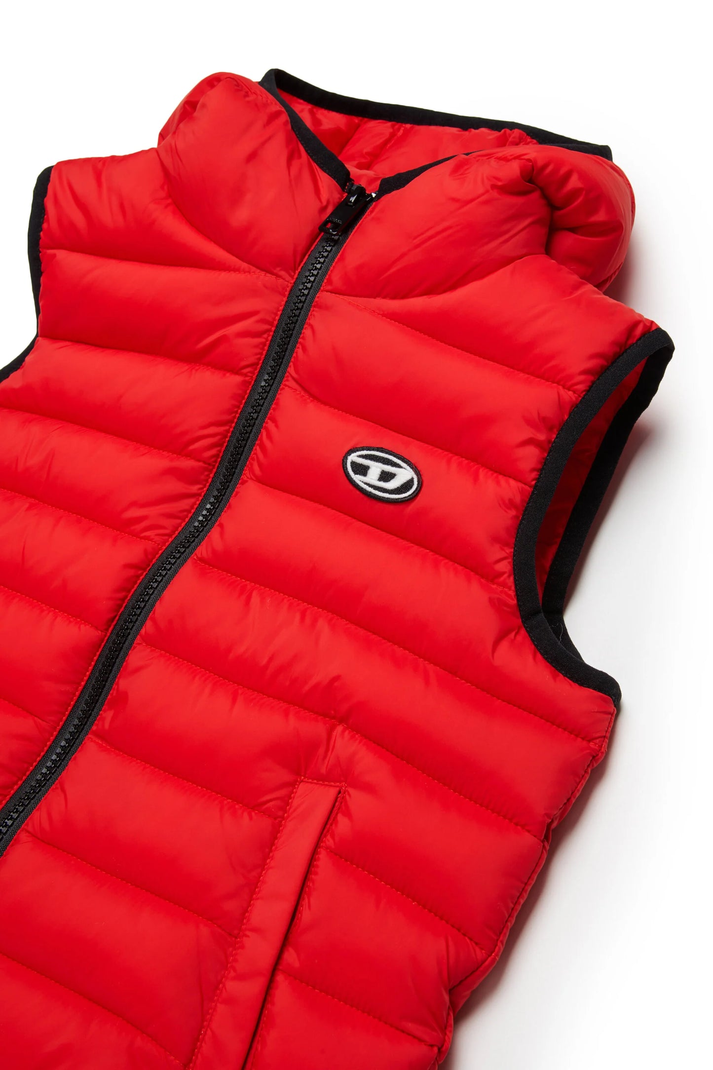 Diesel Gilet rosso imbottito con logo stampato
