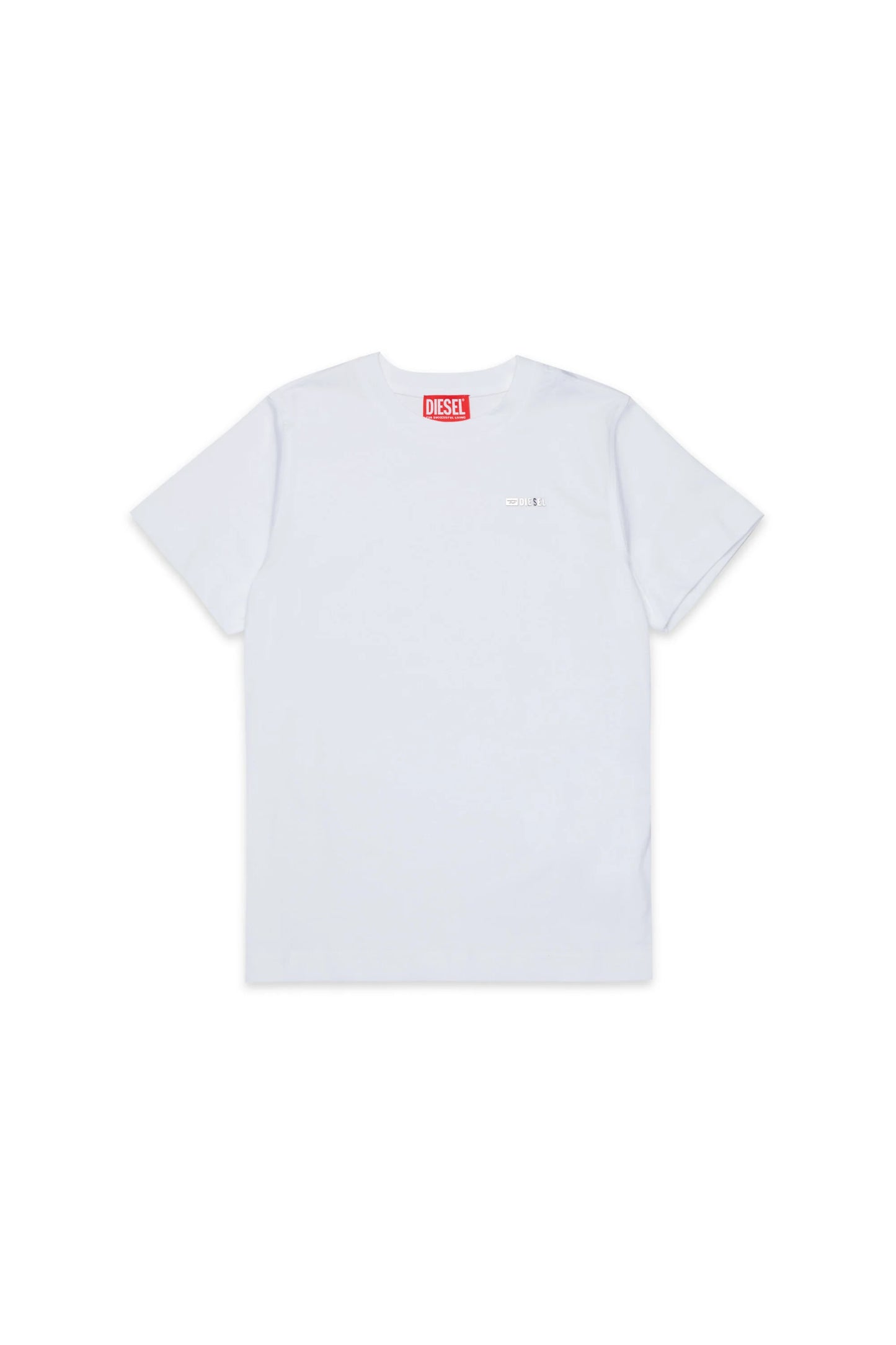 Diesel T-shirt bianca con logo metallo