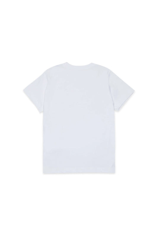 Diesel T-shirt bianca con logo metallo