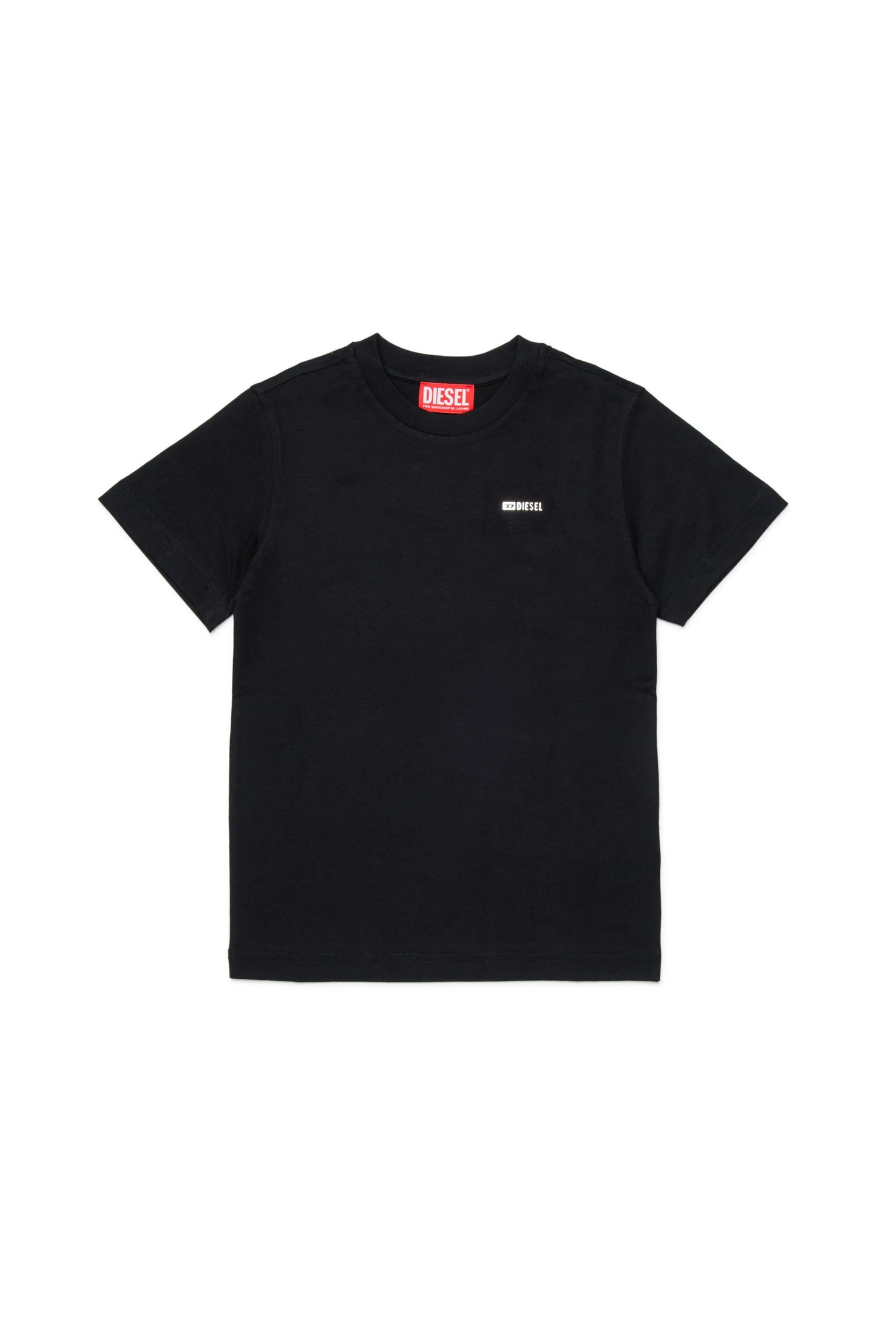Diesel T-shirt nera con logo metallo