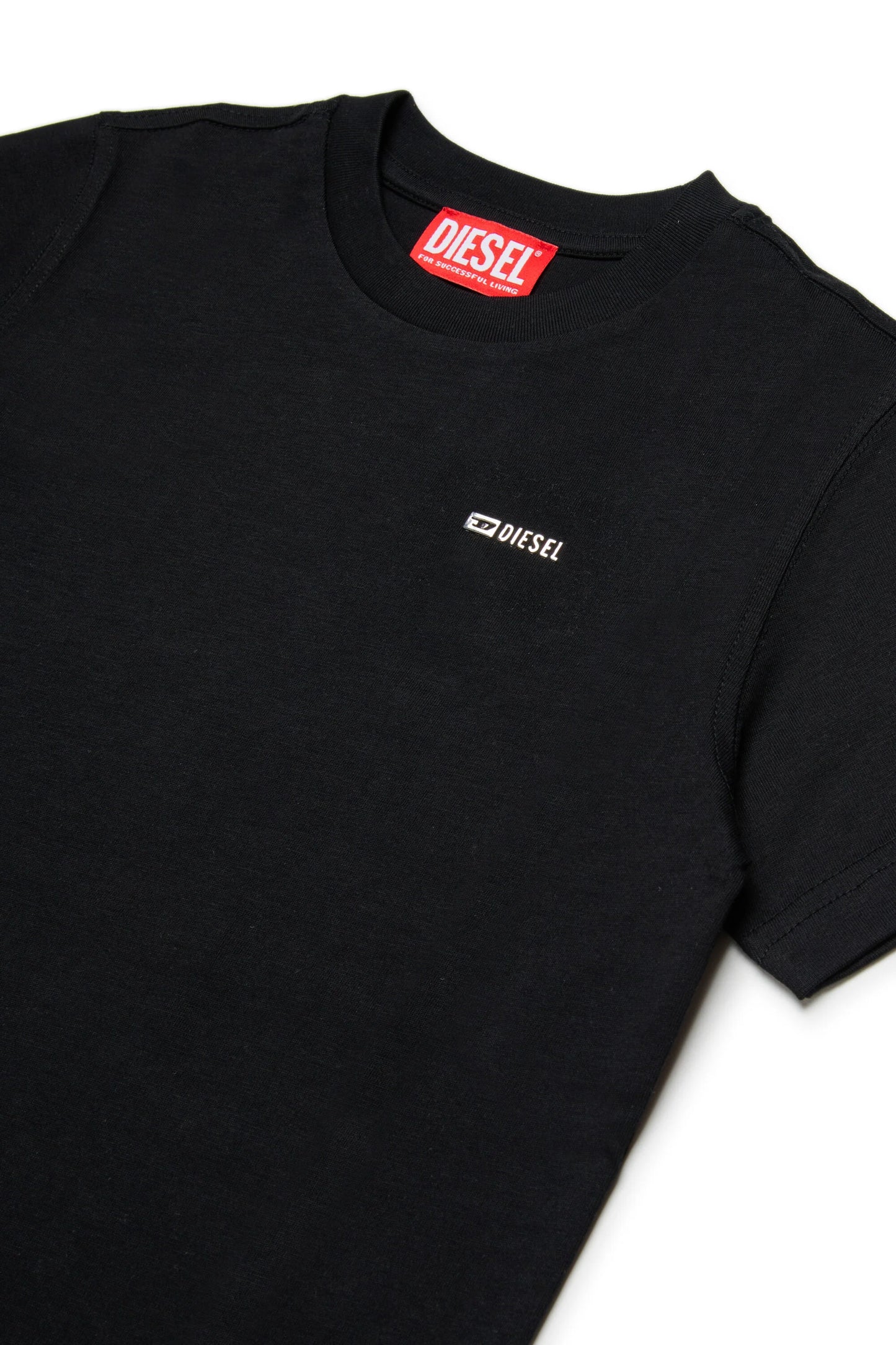 Diesel T-shirt nera con logo metallo