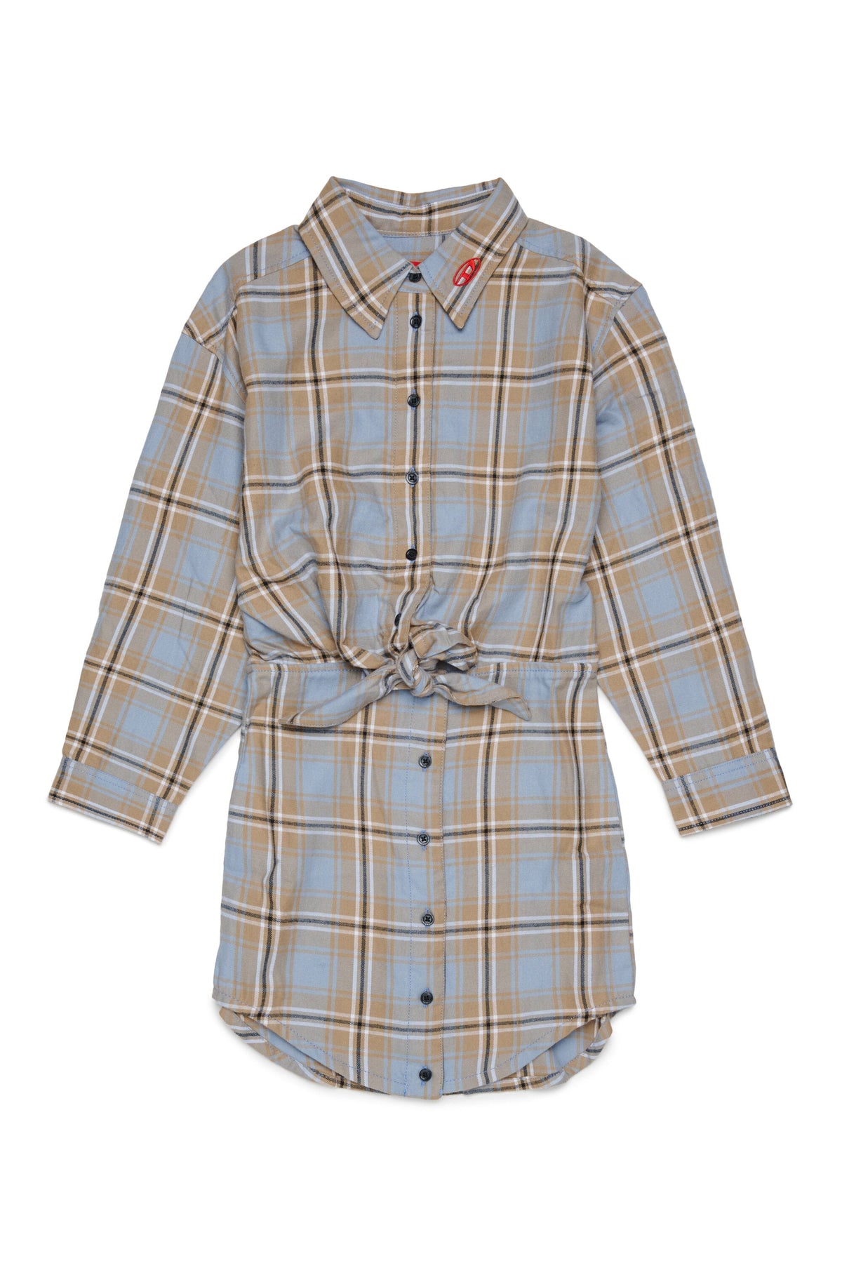 Diesel Abito chemisier a quadri in flanella con logo