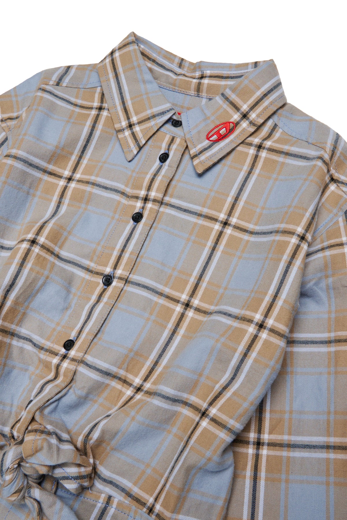 Diesel Abito chemisier a quadri in flanella con logo