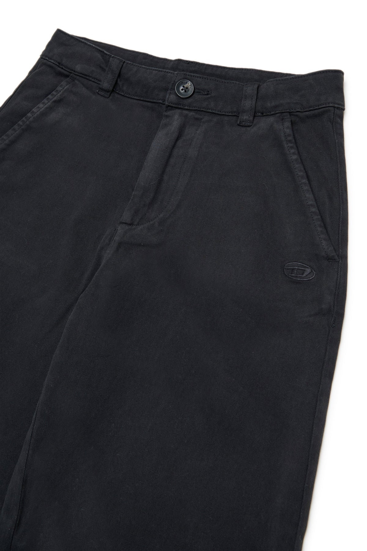 Diesel Pantalone nero gamba ampia con logo Oval D