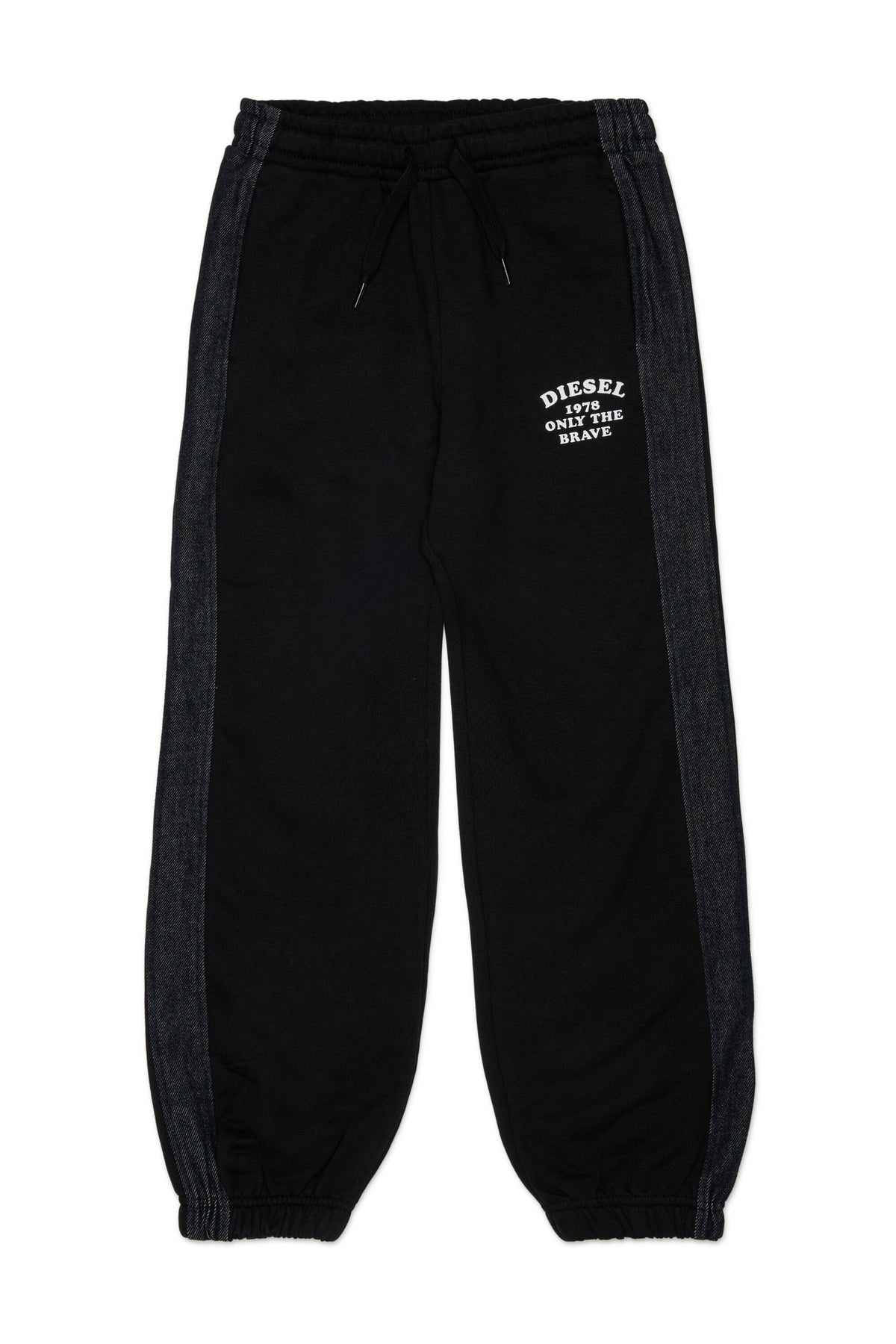 Diesel Pantalone nero in felpa con inserti in denim