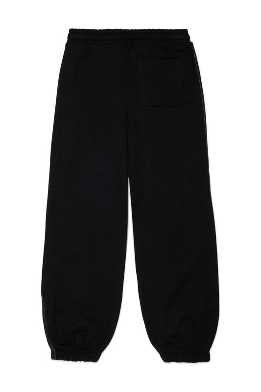 Diesel Pantalone nero in felpa con inserti in denim