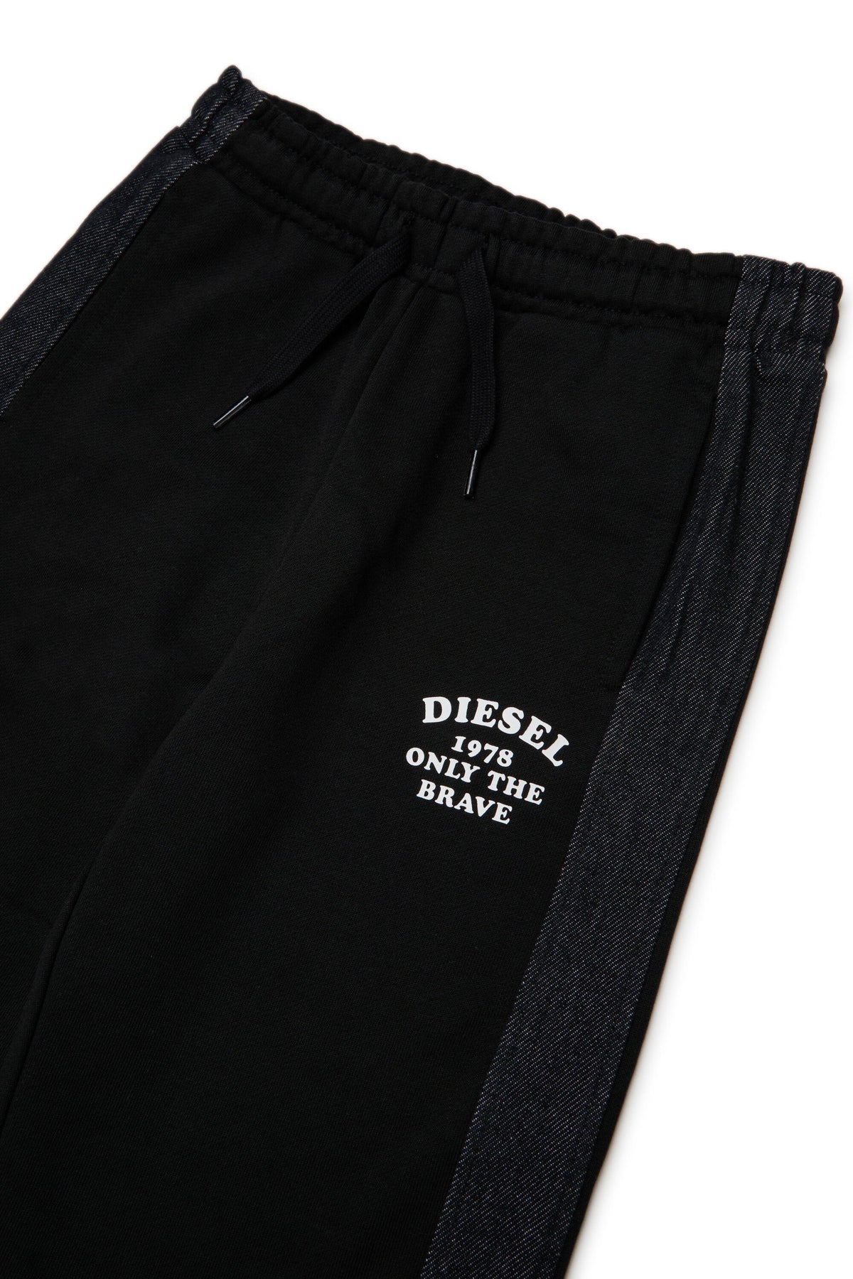 Diesel Pantalone nero in felpa con inserti in denim