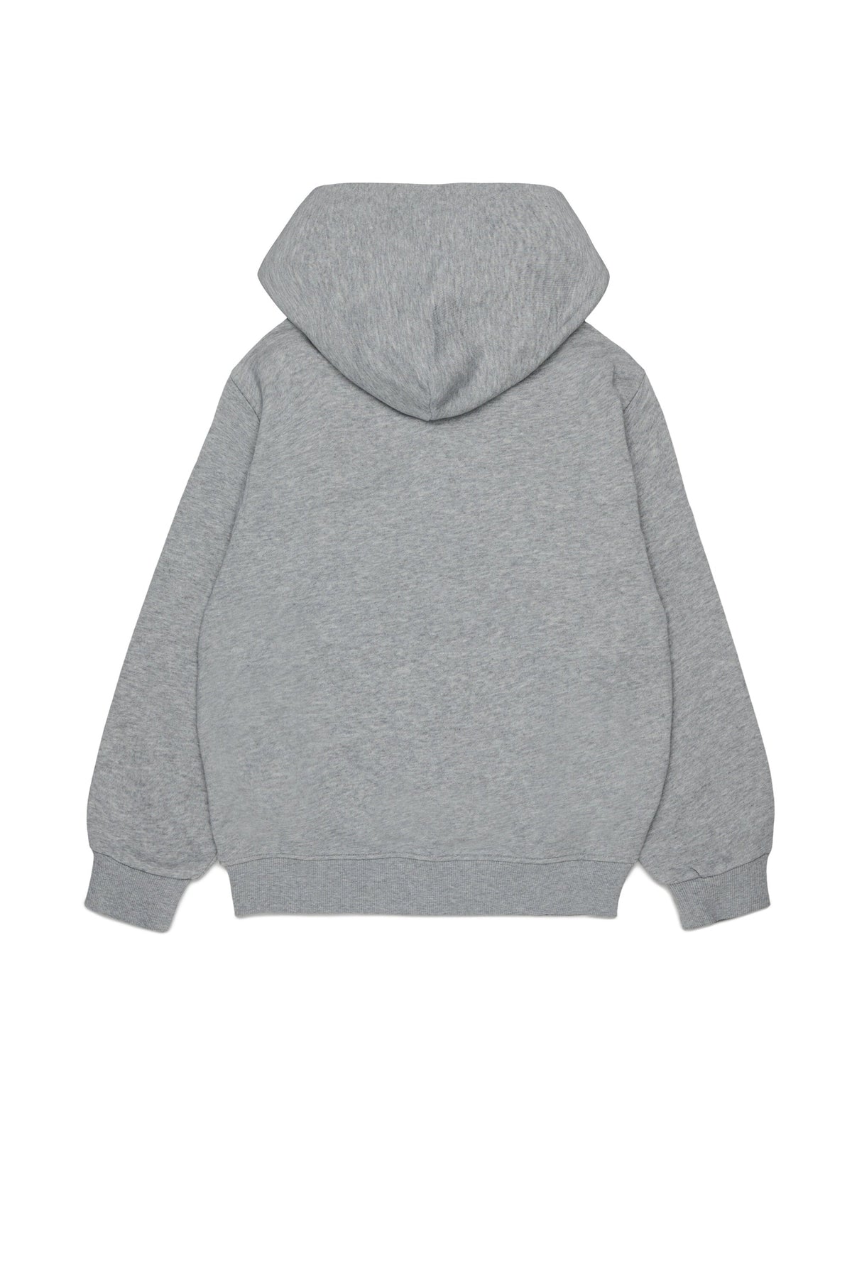 Diesel Felpa grigio melange con zip, cappuccio e logo