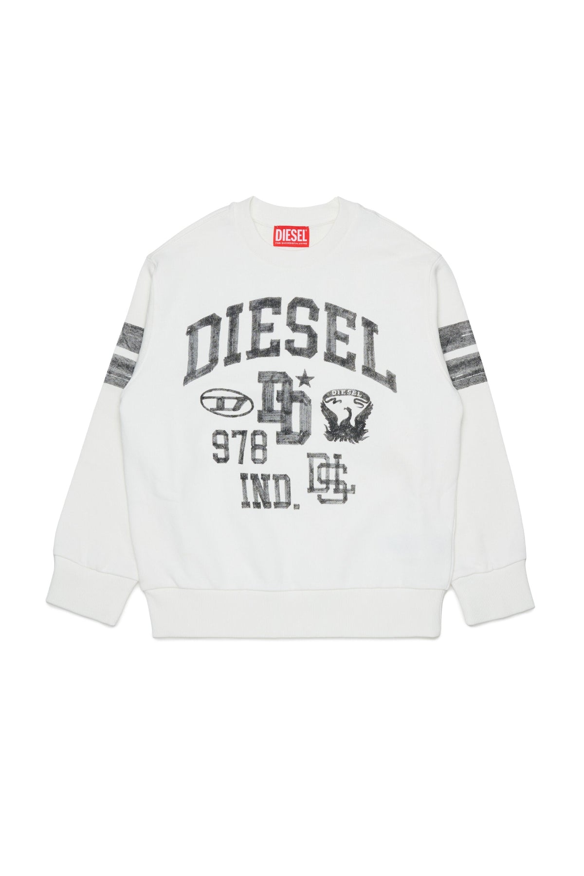 Diesel Felpa girocollo off-white con logo e grafiche