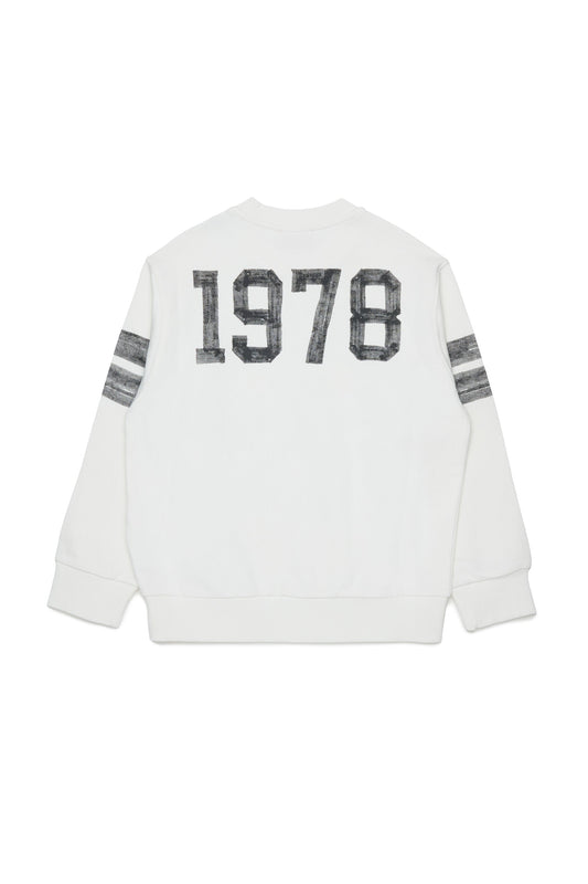 Diesel Felpa girocollo off-white con logo e grafiche