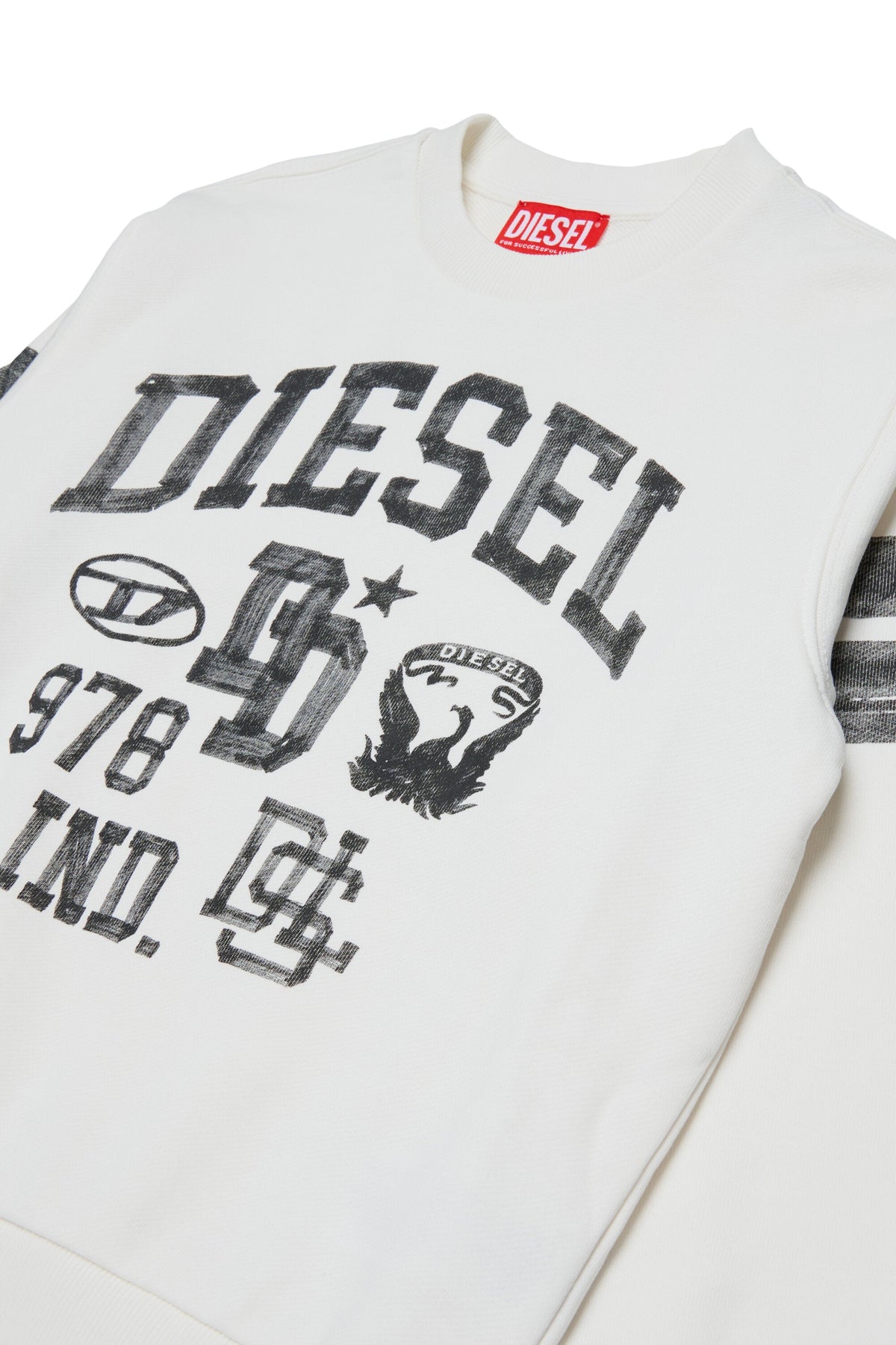 Diesel Felpa girocollo off-white con logo e grafiche