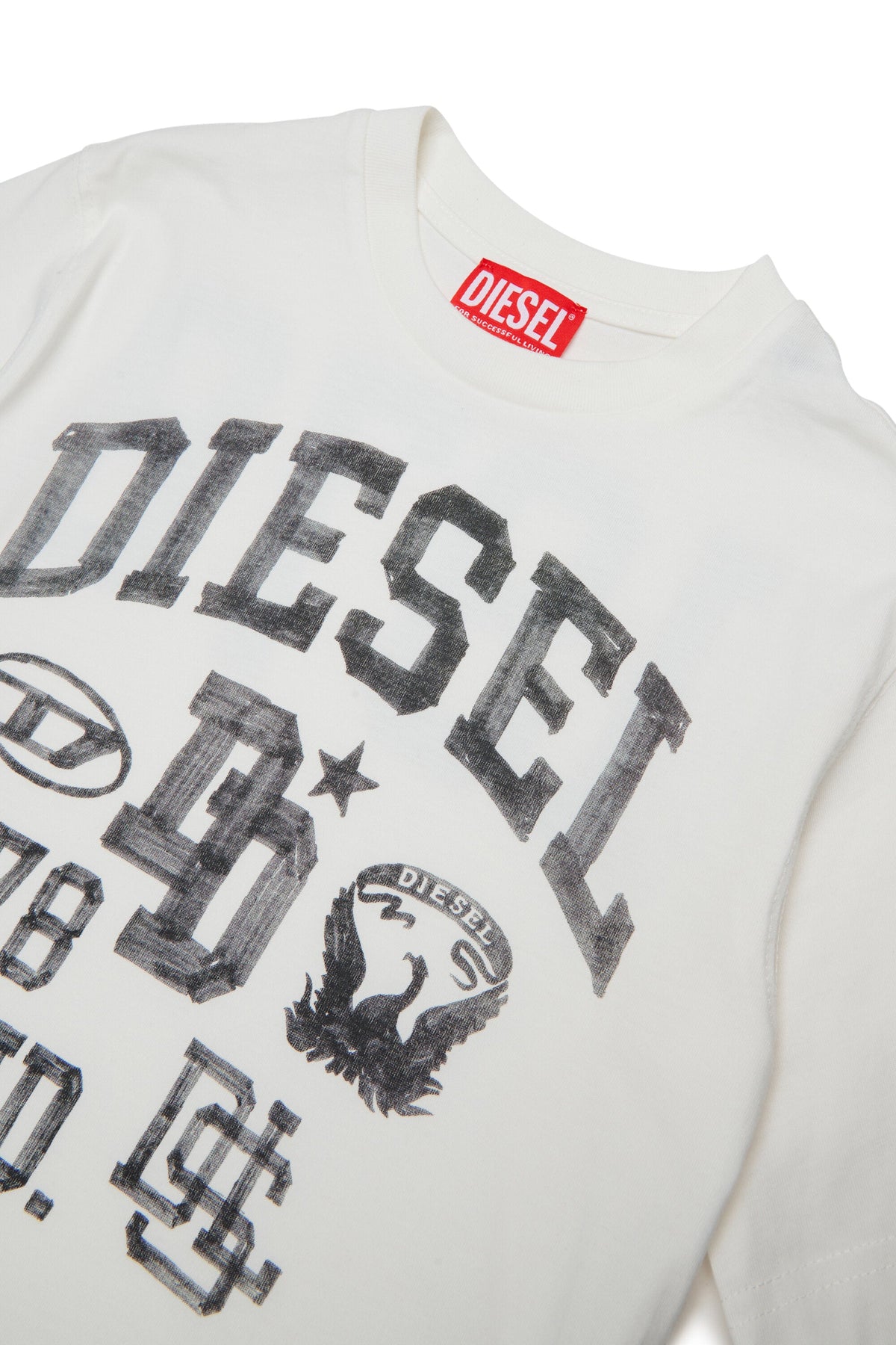 Diesel T-shirt off-white con logo e grafica sul retro
